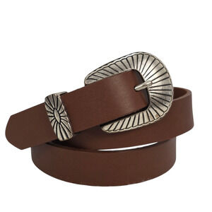 Martina Mori Womens Leather Belt 36 Brown 1" Made in Italy Cognac British Tan